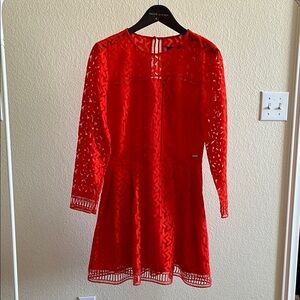 Armani Exchange Red Long Sleeve Dress